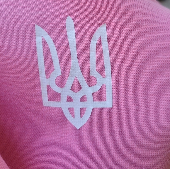 Pink Sweater With Ukraine Big Coat Of Arms Trident Logo - Unisex - Size S - Picture 3 of 3